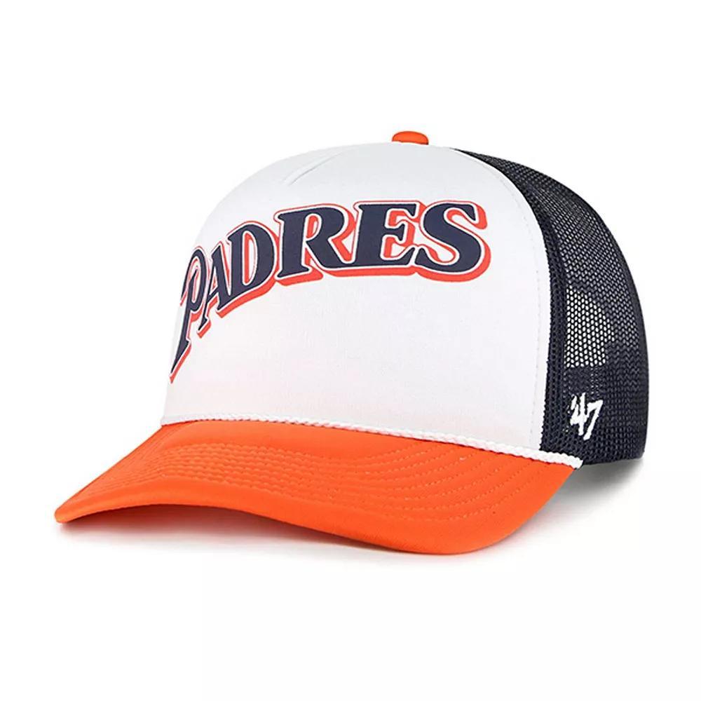 Men's '47 White San Diego Padres Foam Front Script Trucker Snapback Hat Product Image