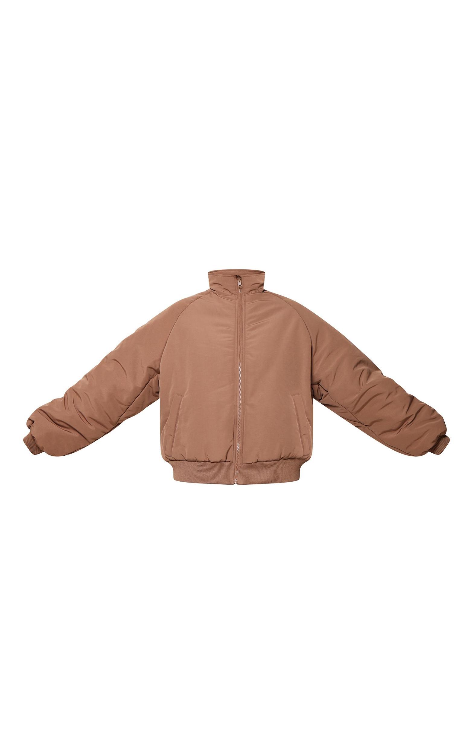  Taupe & Sand Reversible Bomber Puffer Jacket Product Image
