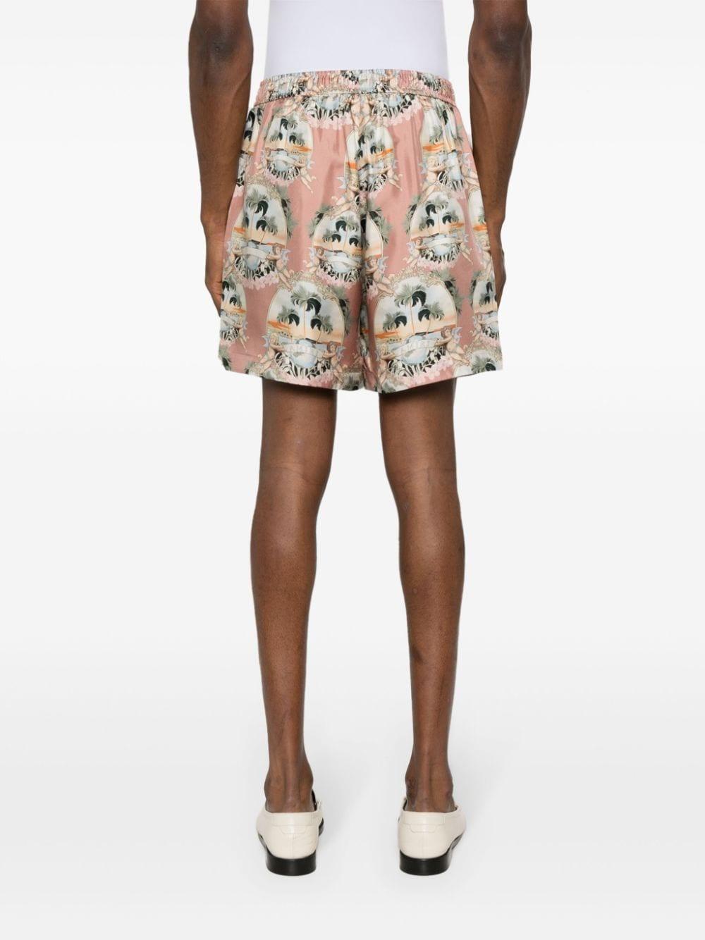 Graphic-print Silk Shorts In Multicolour Product Image