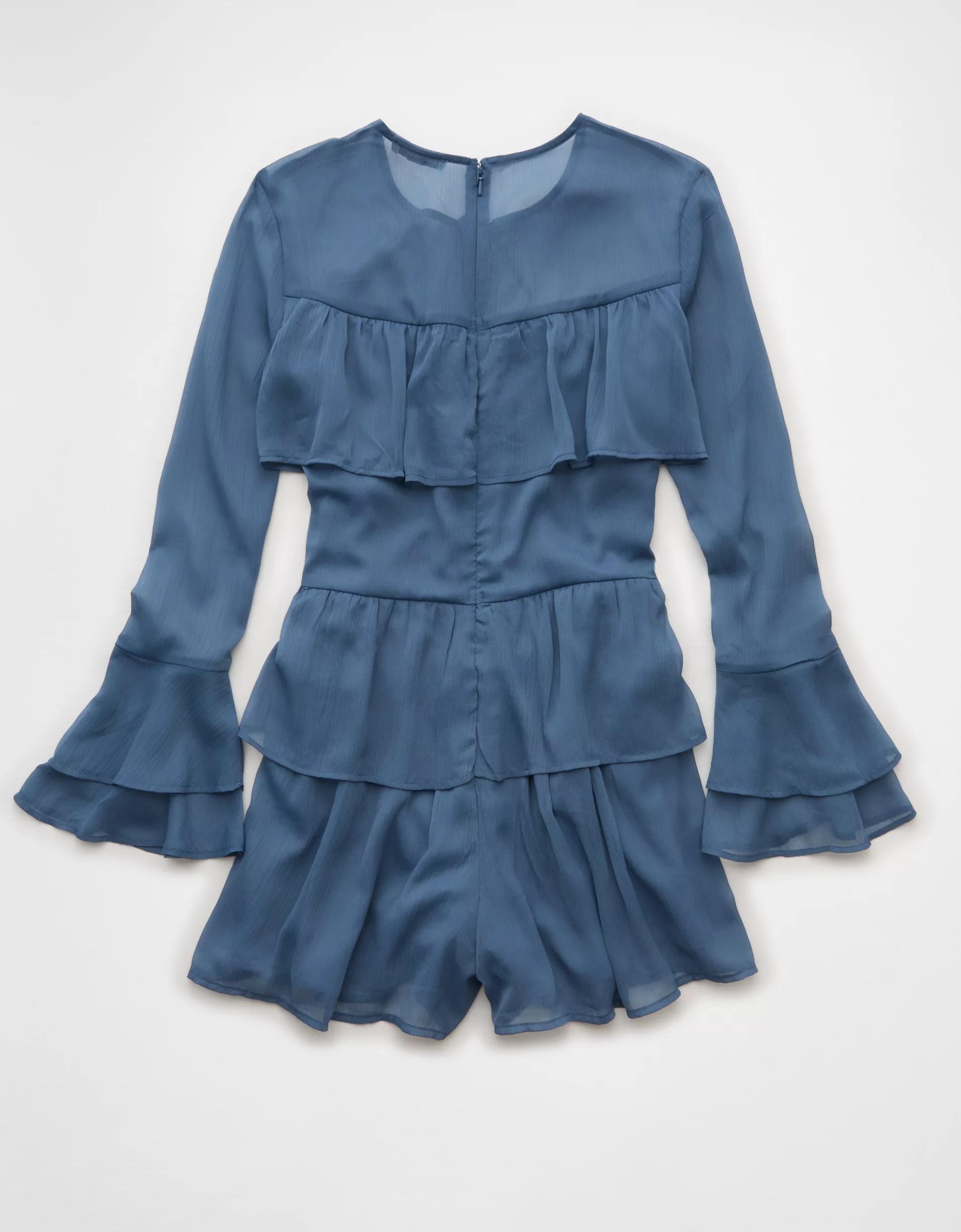 AE Long-Sleeve Ruffle Romper Product Image