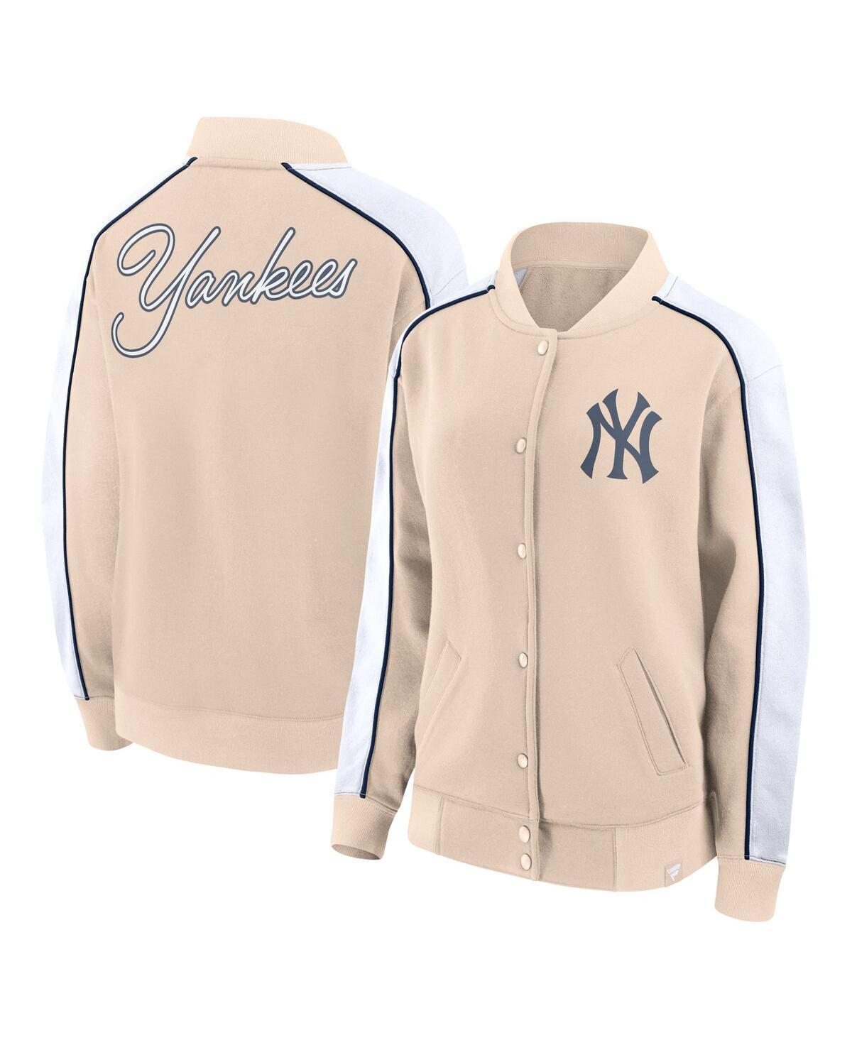 Womens Fanatics Branded Tan New York Yankees Luxe Lounge Full-Snap Jacket Product Image