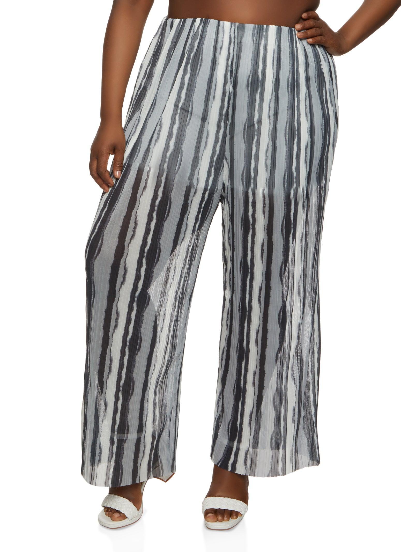 Womens Plus Size Smudge Stripe Print Pants Product Image