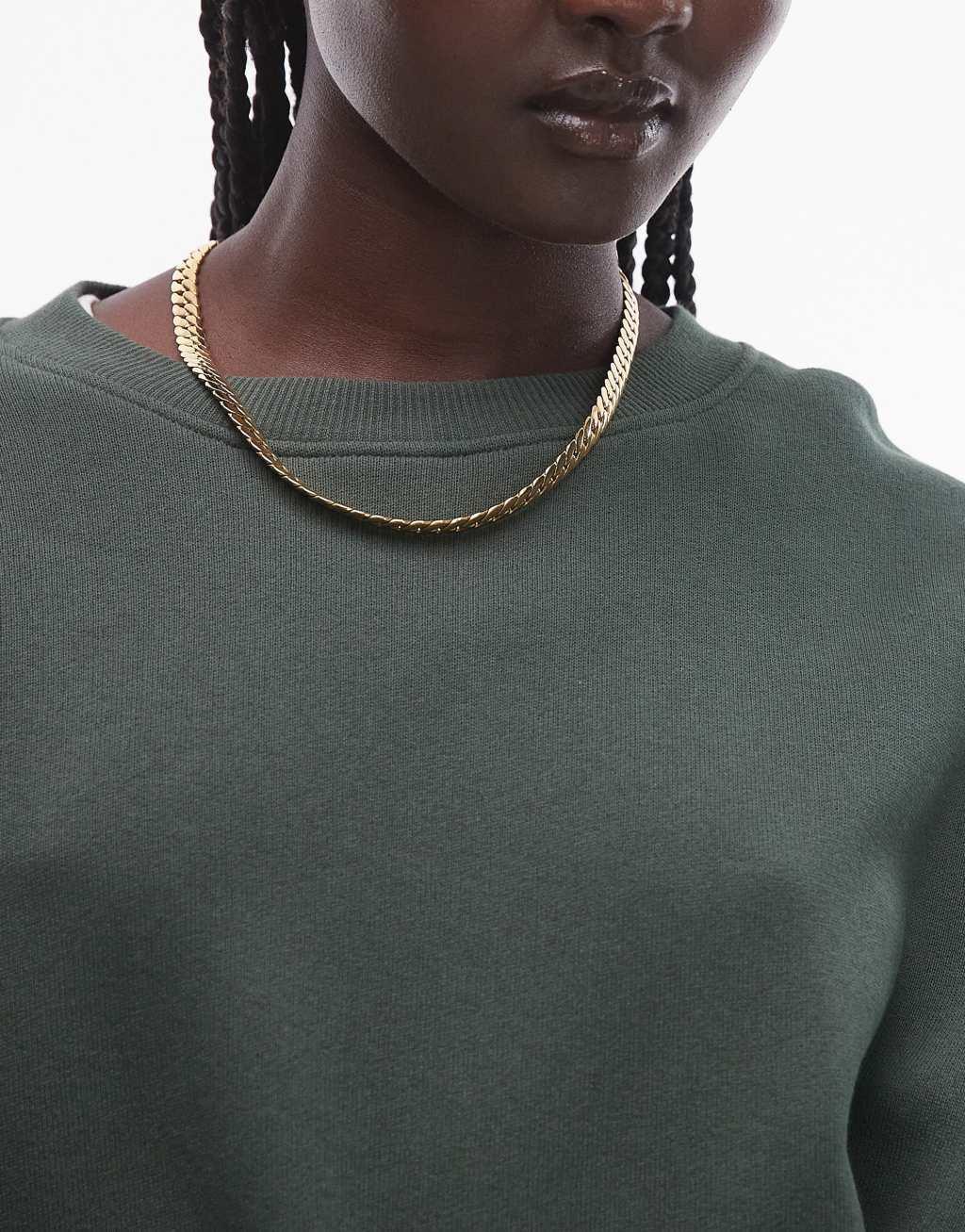 Topshop premium seam detail sweat in dark green - part of a set Product Image