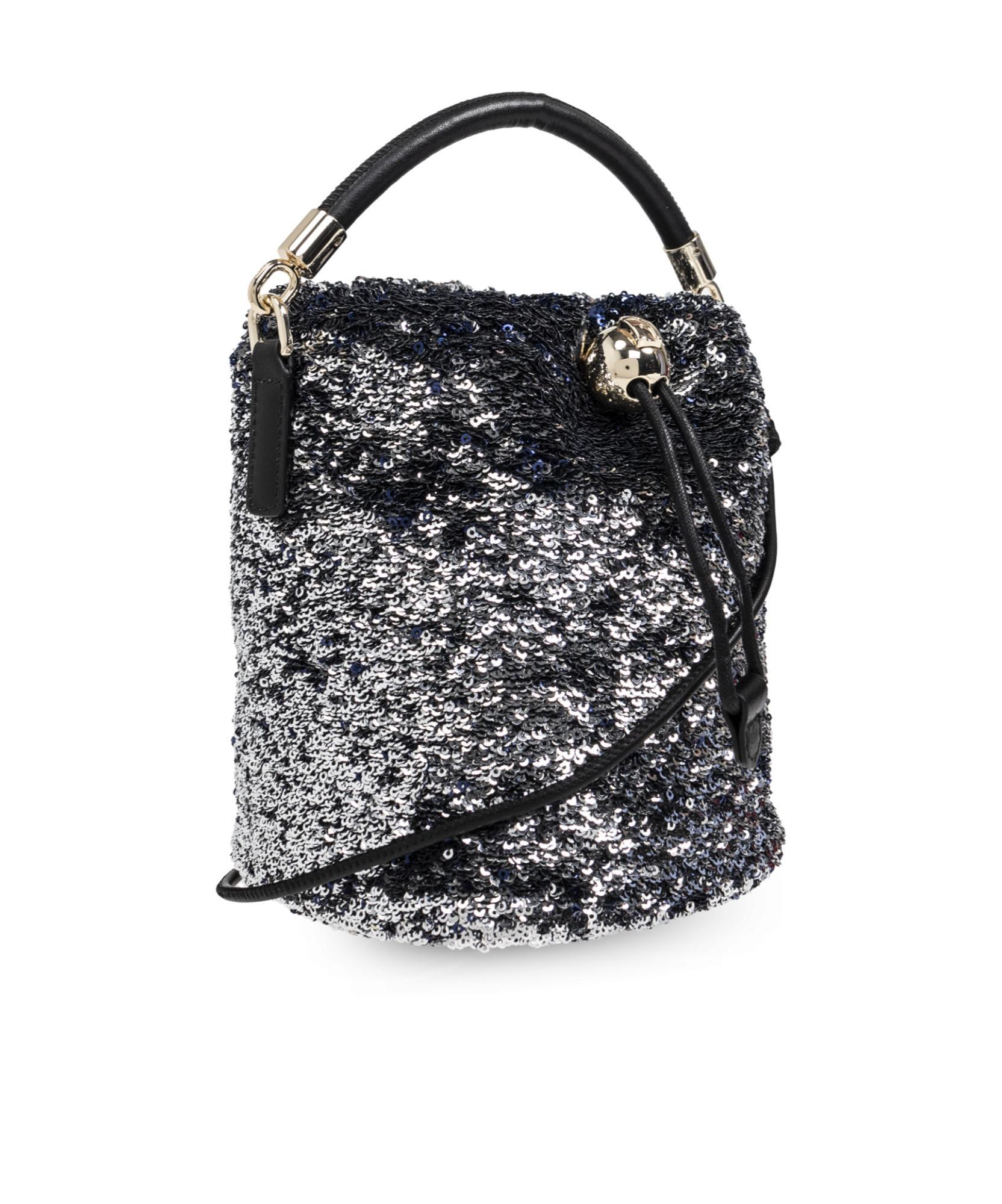 FURLA Sequined Shoulder Bag In Silver Product Image