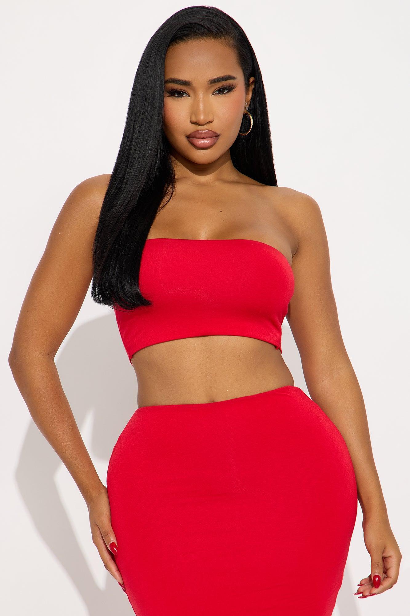 Another Time Double Lined Skirt Set - Red Female Product Image