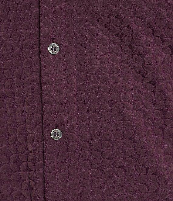 Murano Slim Fit Flocked Long Sleeve Knit Coat Front Shirt Product Image