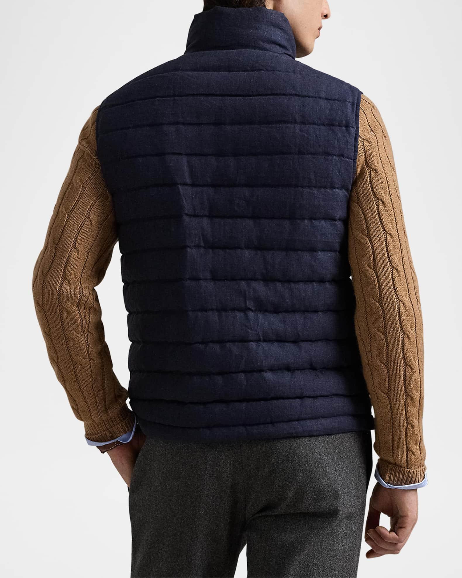 Men's Quilted Linen Down Vest Product Image