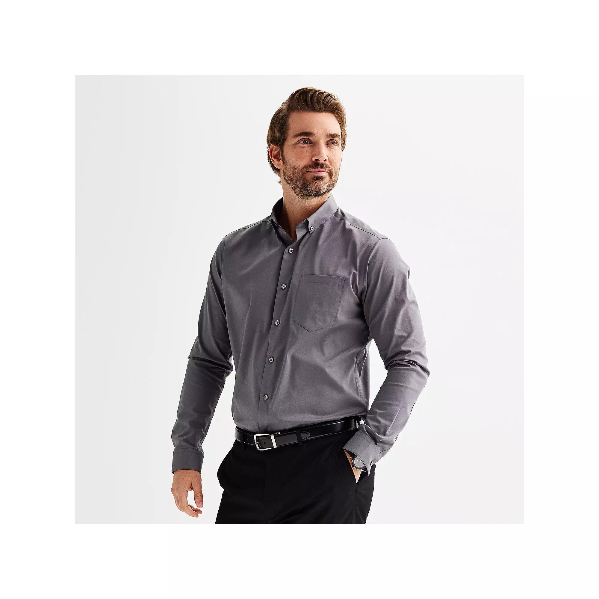 Men's Apt. 9® Wrinkle Free Regular-Fit Button Down Collar Dress Shirt,  Product Image