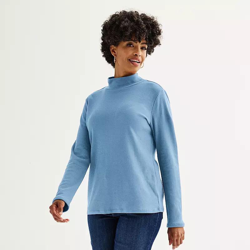 Women's Croft & Barrow® Essential Long-Sleeve Mockneck Top, Size: XS, Light Natural Product Image