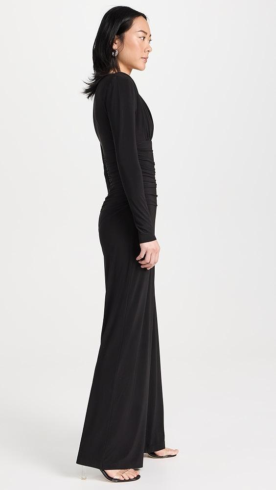 Norma Kamali V Neck Shirred Waist Jumpsuit | Shopbop Product Image