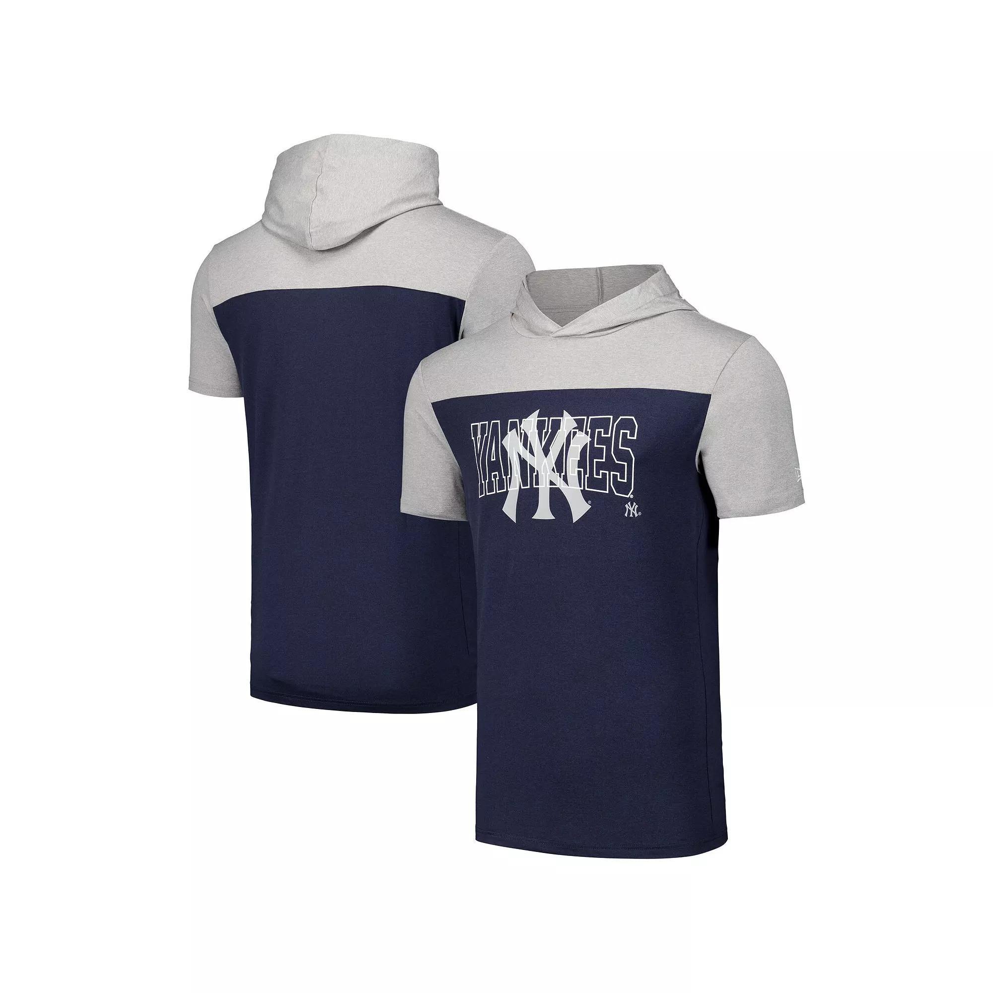 Men's New Era Navy New York Yankees Active Brushed Hoodie T-Shirt,  Product Image