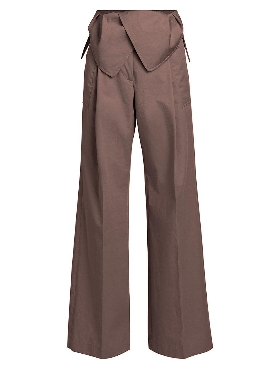 Womens Foldover Cotton Trousers Product Image