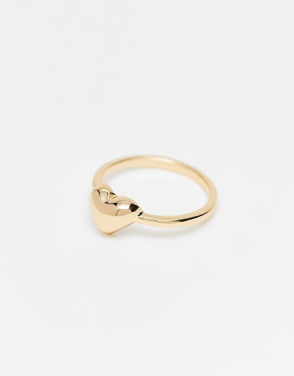 ASOS DESIGN ring with puff heart in gold tone Product Image