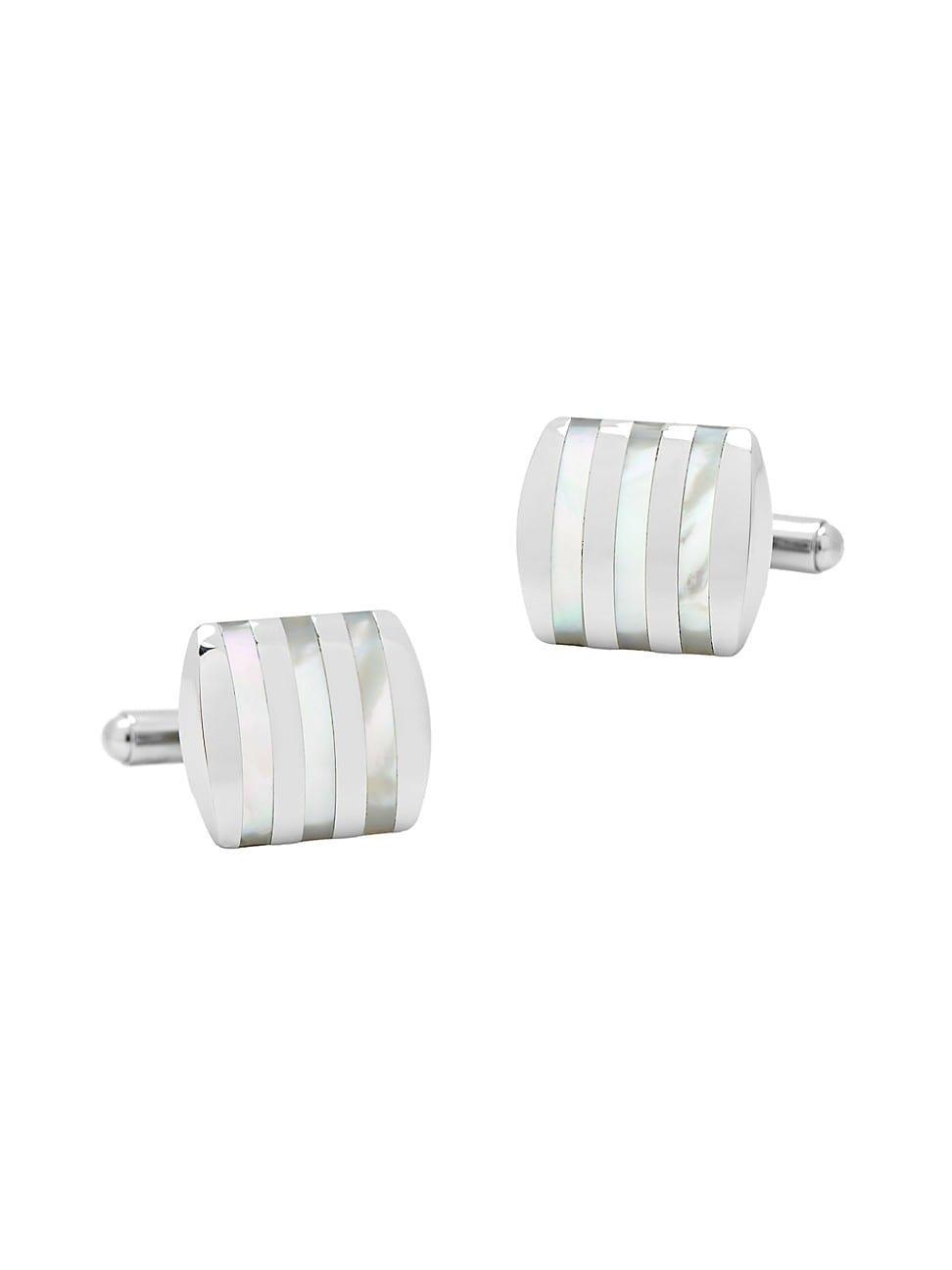 Stainless Steel Striped Mother-of-Pearl Cufflinks Product Image