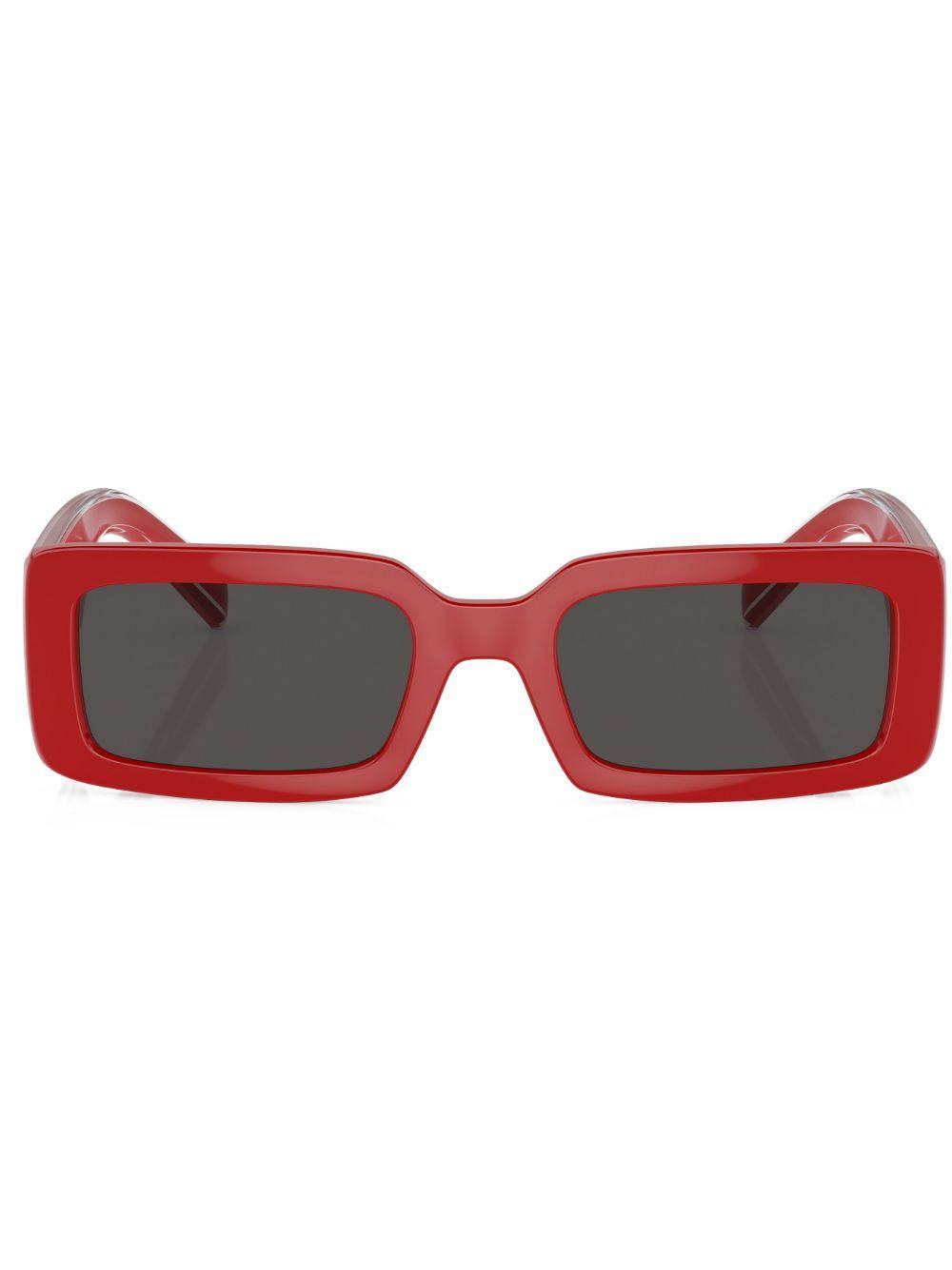 DOLCE & GABBANA Logo-print Rectangle-frame Sunglasses In Rot Product Image