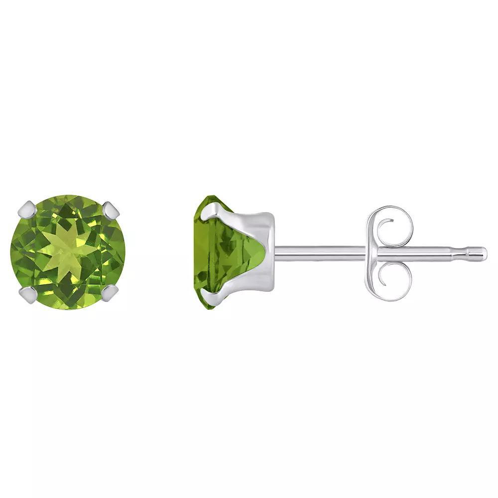 Celebration Gems 10k Gold Round Peridot Stud Earrings, Women's, 10k White Gold Product Image