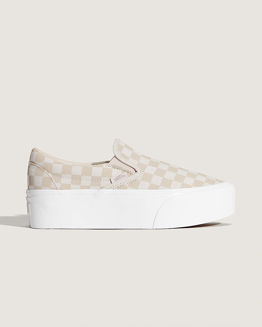 Classic Slip-On Platform Checkerboard Shoe in Checkerboard Mushroom Brown| Vans US Product Image