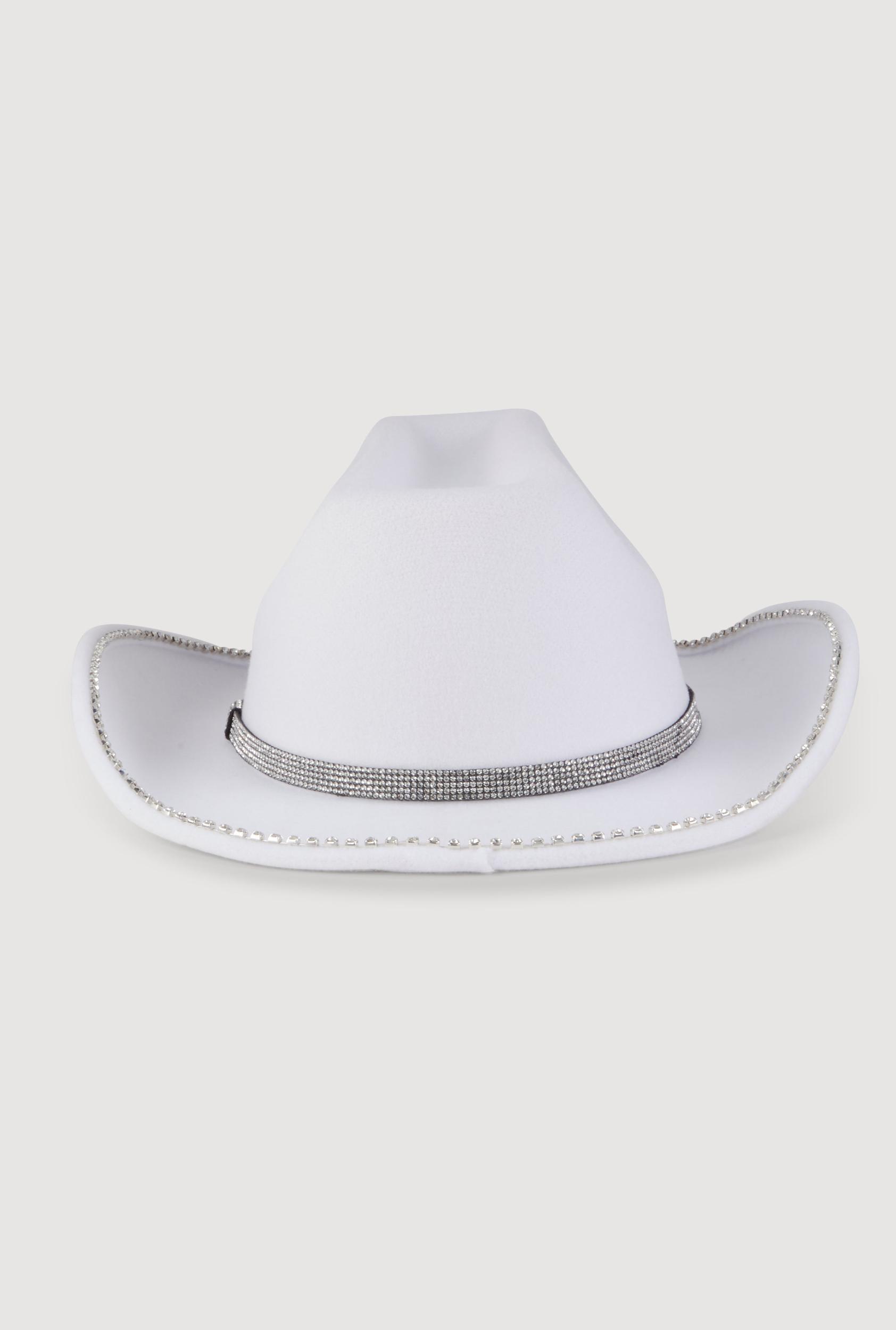 Faux Suede Rhinestone Studded Cowboy Hat Female Product Image