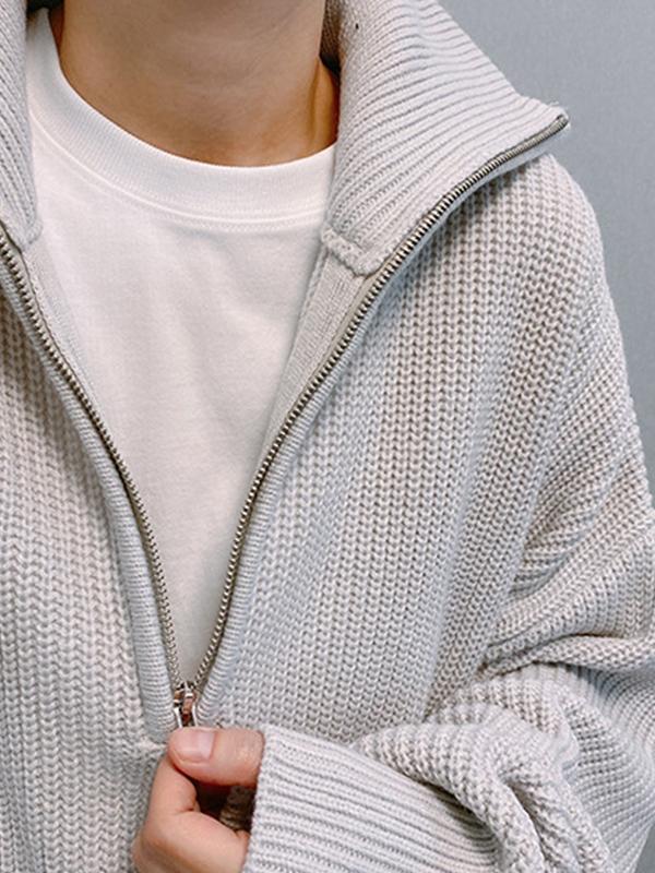 Men's Solid Half Zip Pullover Knit Sweater Product Image