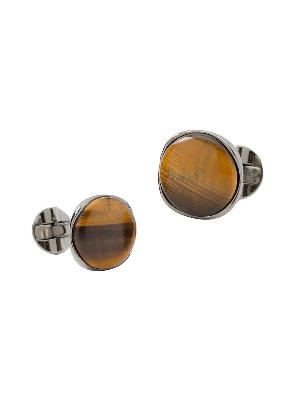 Mens Round Tigers Eye Cufflinks Product Image