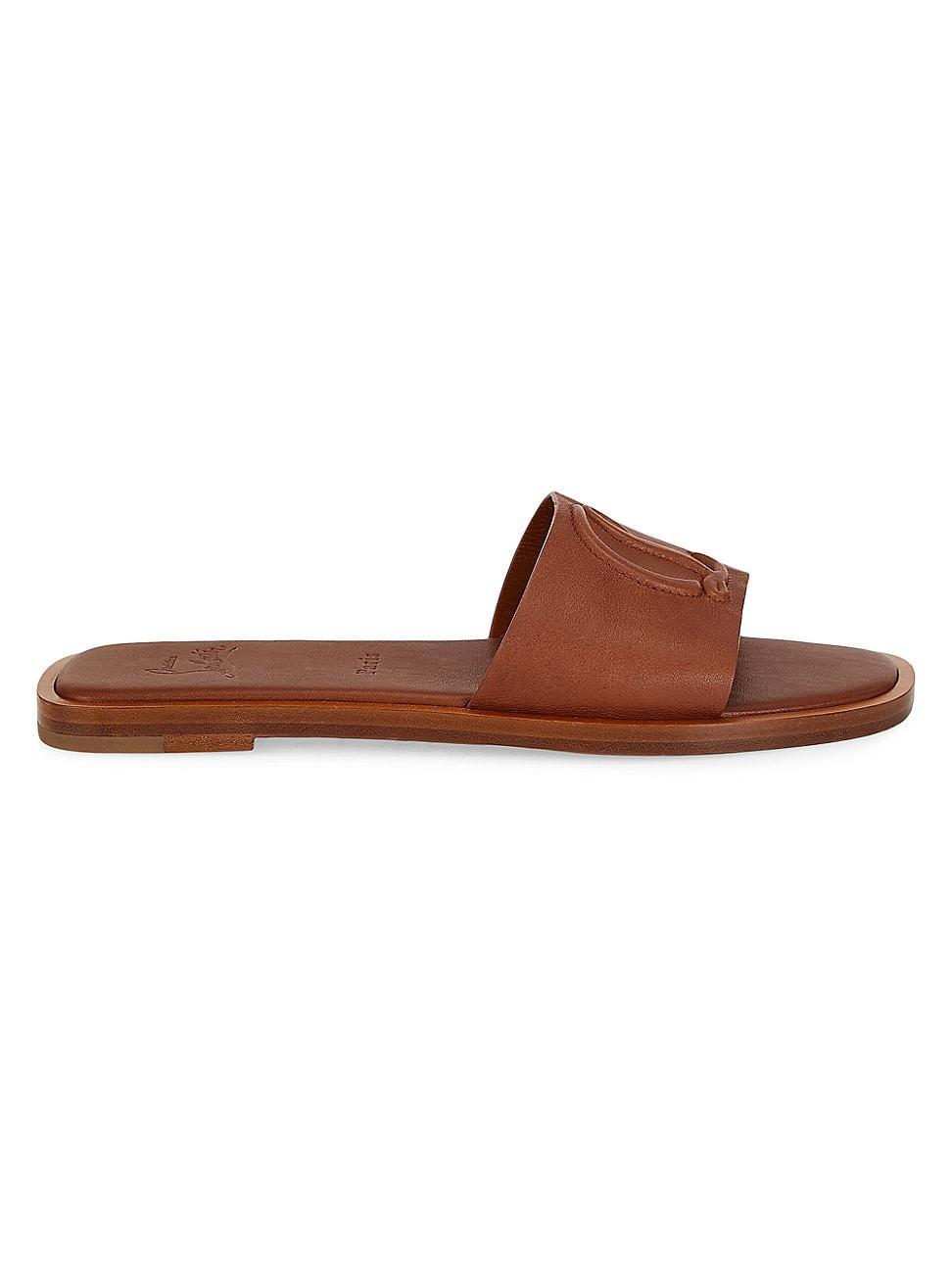 Leather Logo Red Sole Slide Sandals Product Image