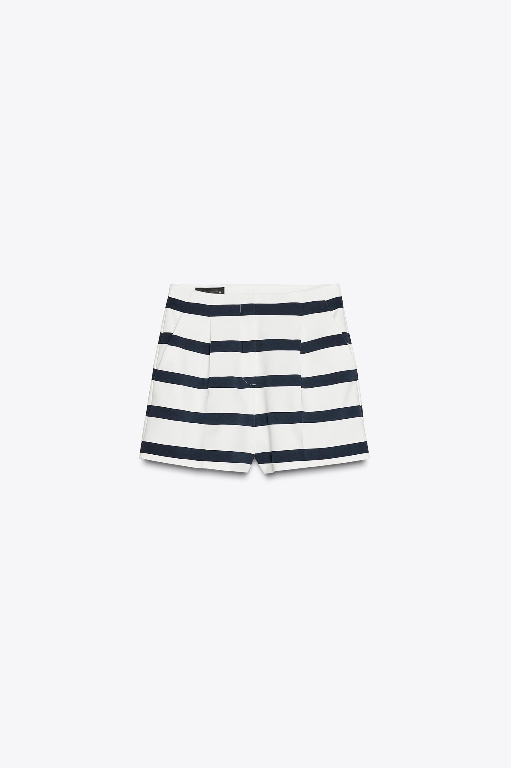 PLEATED STRIPED SHORTS Product Image