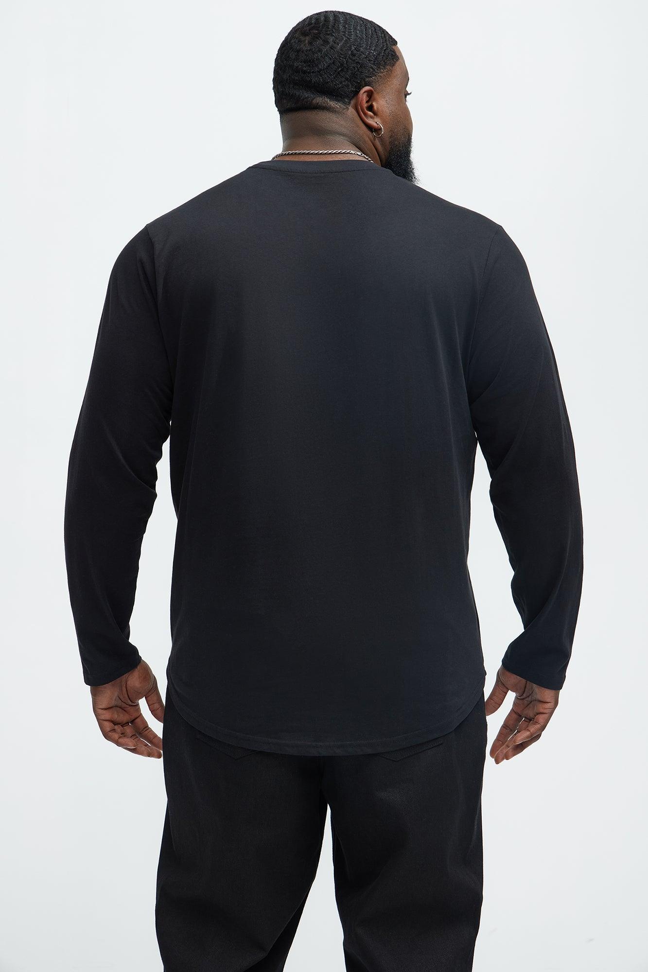 Essential Long Sleeve Scallop Tee - Black Product Image