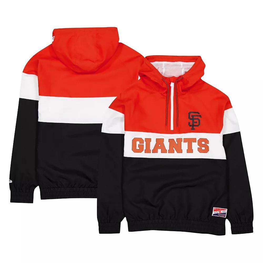 Men's New Era Black San Francisco Giants Ripstop Raglan Quarter-Zip Hoodie Windbreaker Jacket, Size: 2XL Product Image