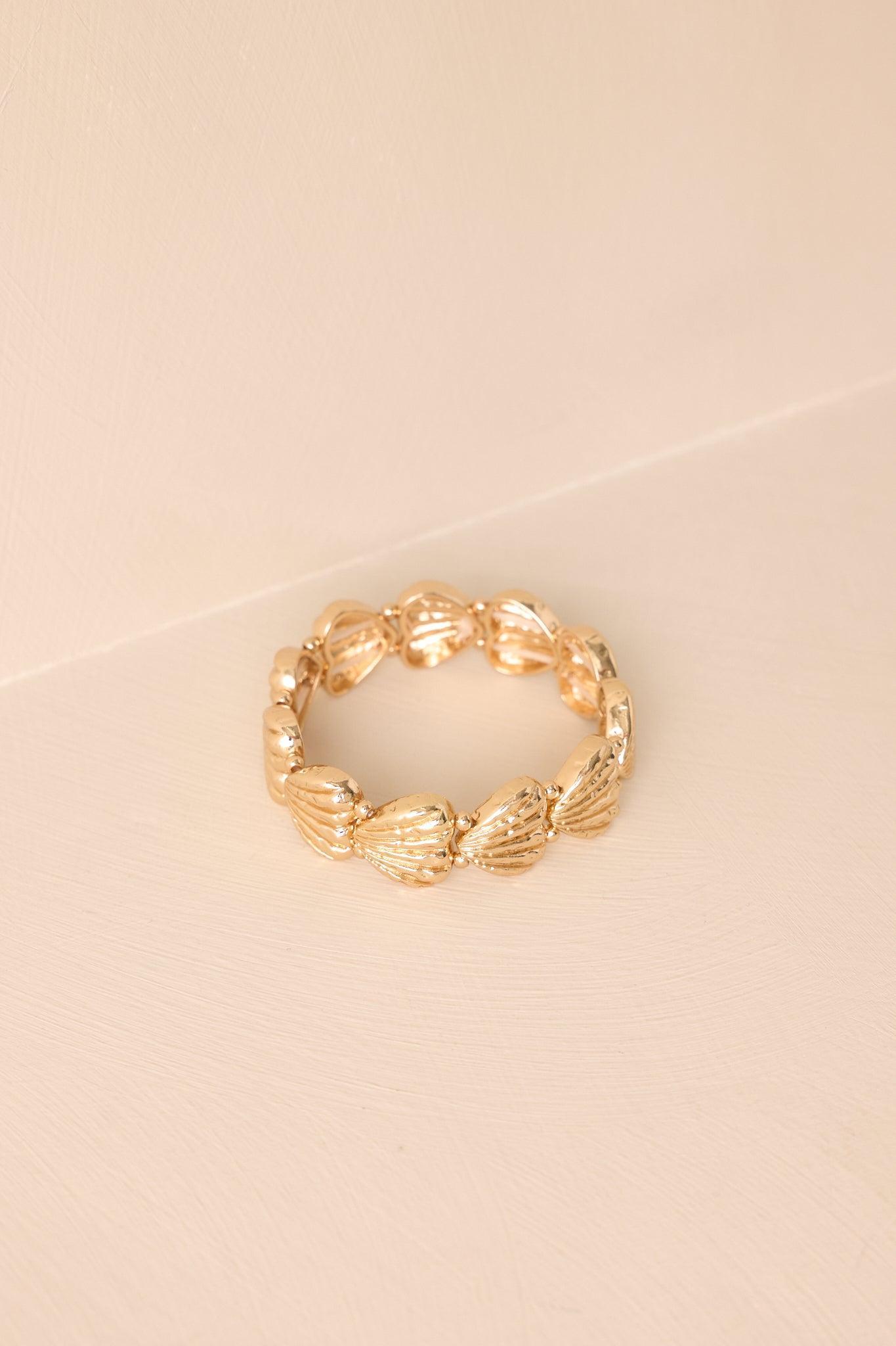 Chasing Tides Gold Textured Seashell Bracelet Product Image