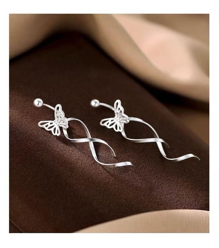 925 Sterling Silver Butterfly Ear Jacket Product Image