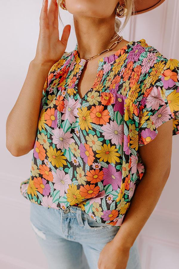 Floral Galore Shift Top In Black Product Image