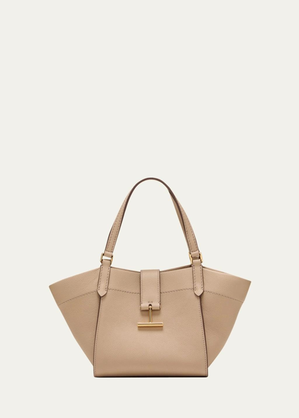 TOM FORD Small Tara Leather Tote Bag In Neutrals Product Image