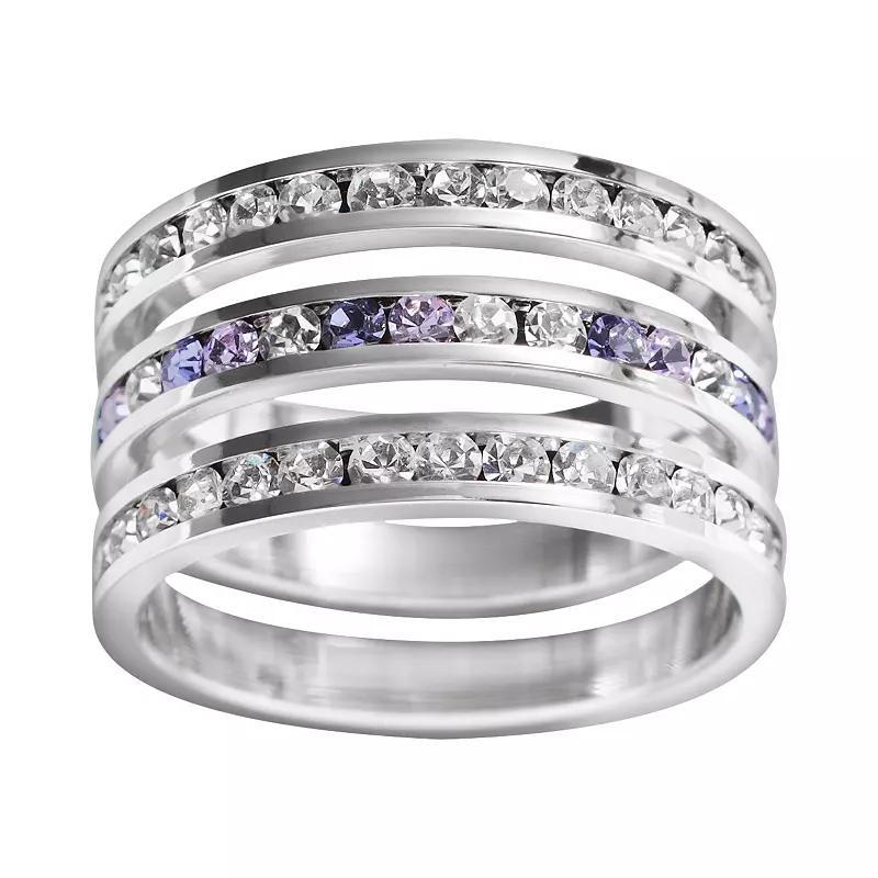 Traditions Jewelry Company Sterling Silver Crystal Eternity Ring Set, Womens White Team Purples Product Image