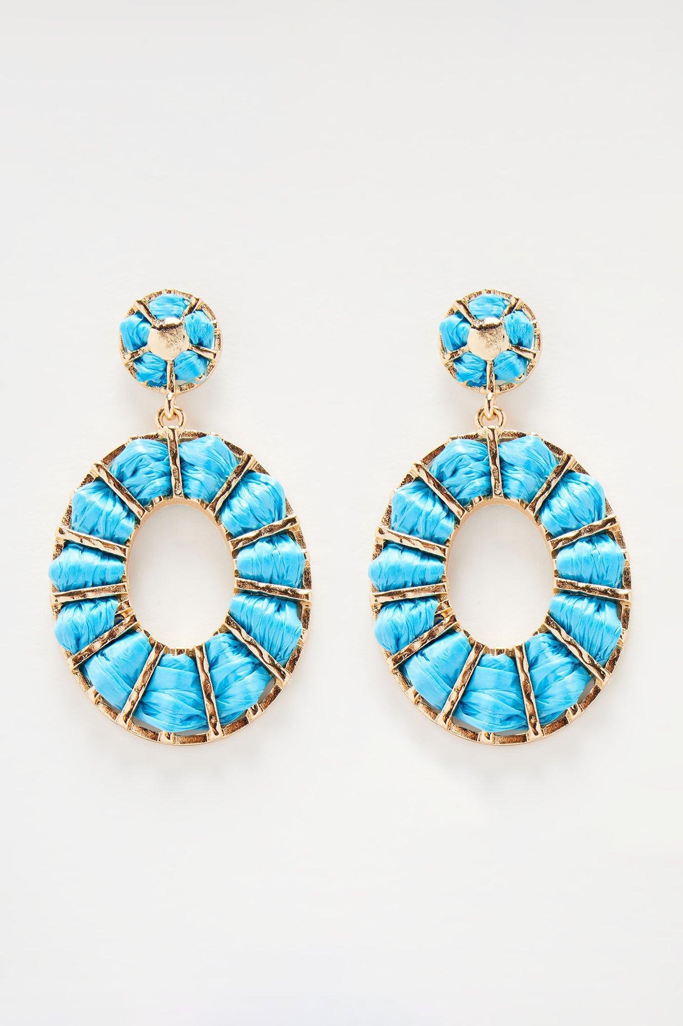 Tropicana Cabana Earrings - Gold/Blue Product Image