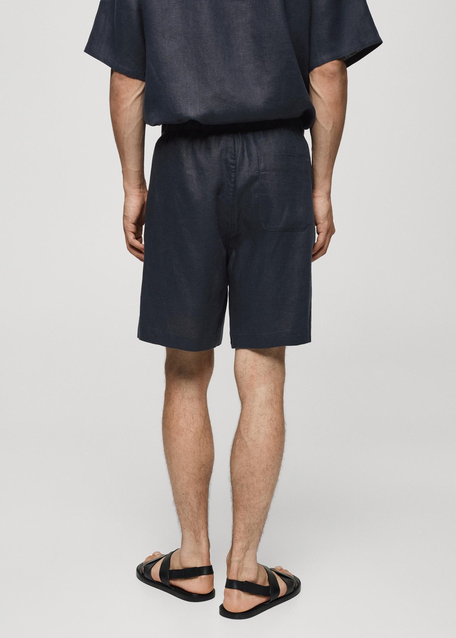 100% linen bermuda shorts with drawstring - Men | MANGO USA Product Image