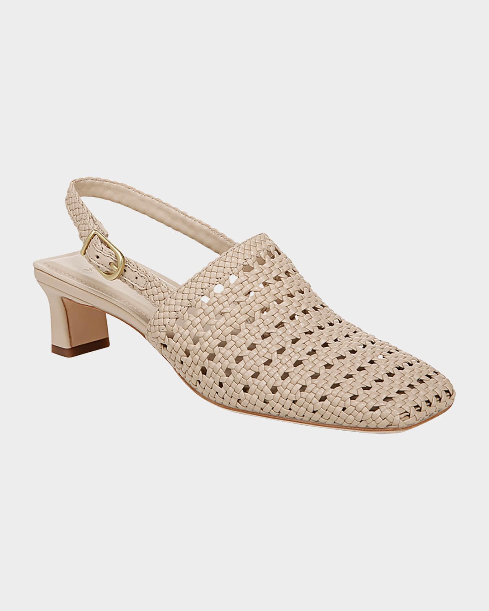 Woven Leather Slingback Pumps Product Image