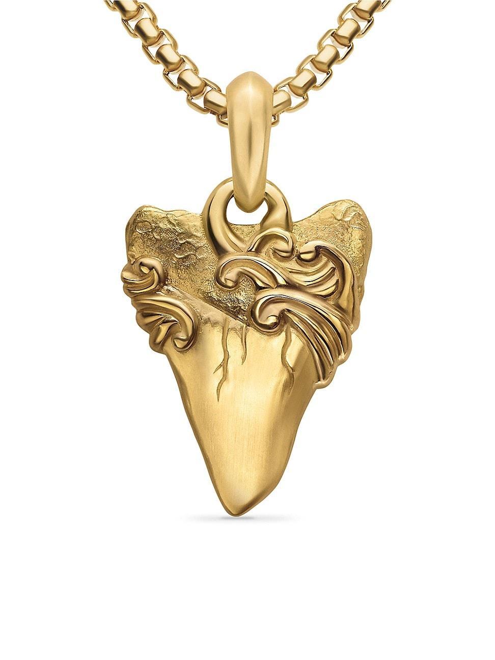 Mens Waves Shark Tooth Amulet in 18K Yellow Gold, 25MM Product Image