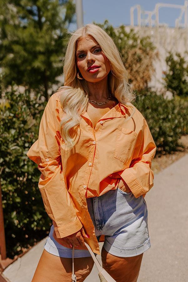 Sending Good Luck Button Up Top In Orange Curves Product Image