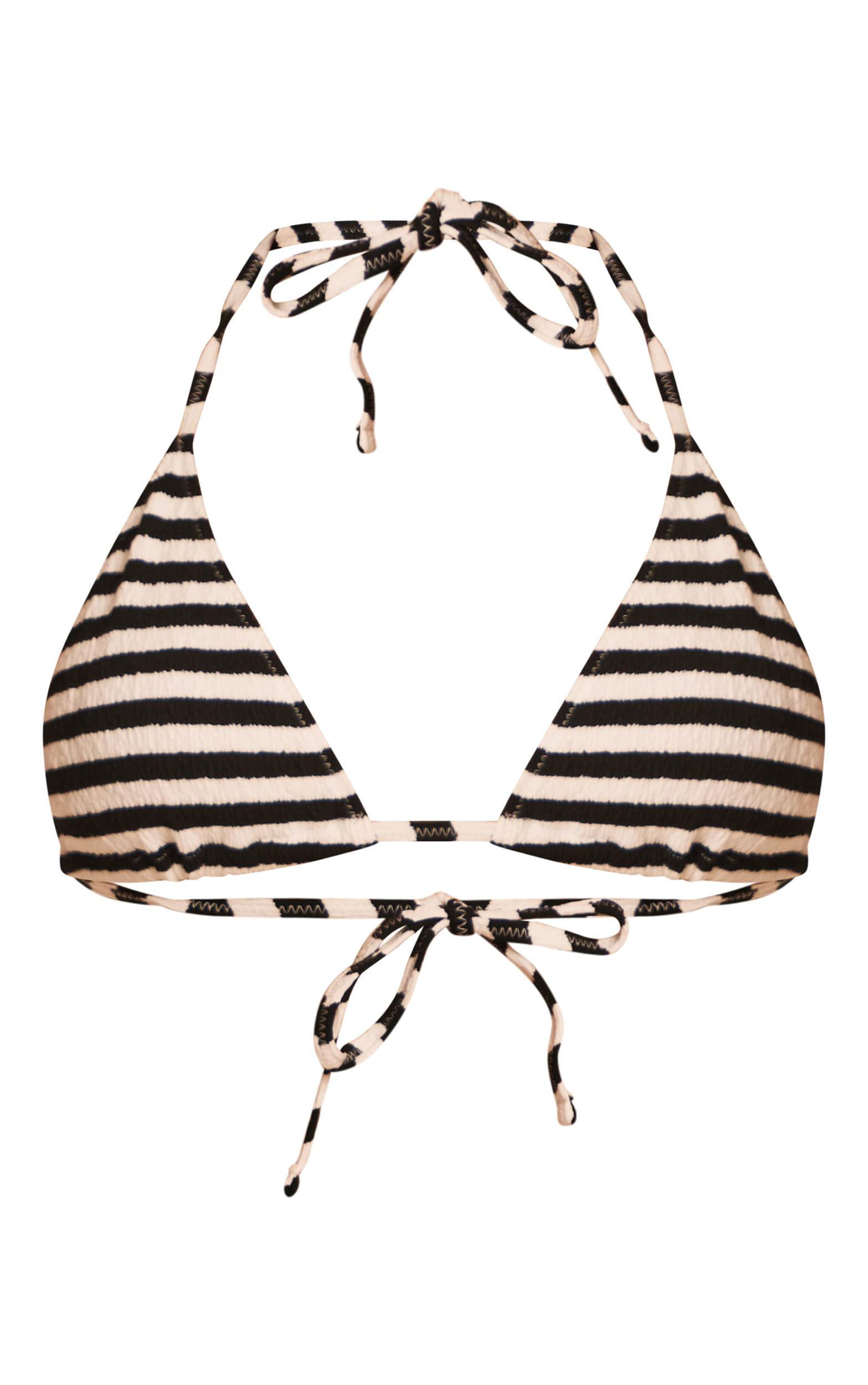  Black Textured Striped Tie Side Bikini Bottom Product Image
