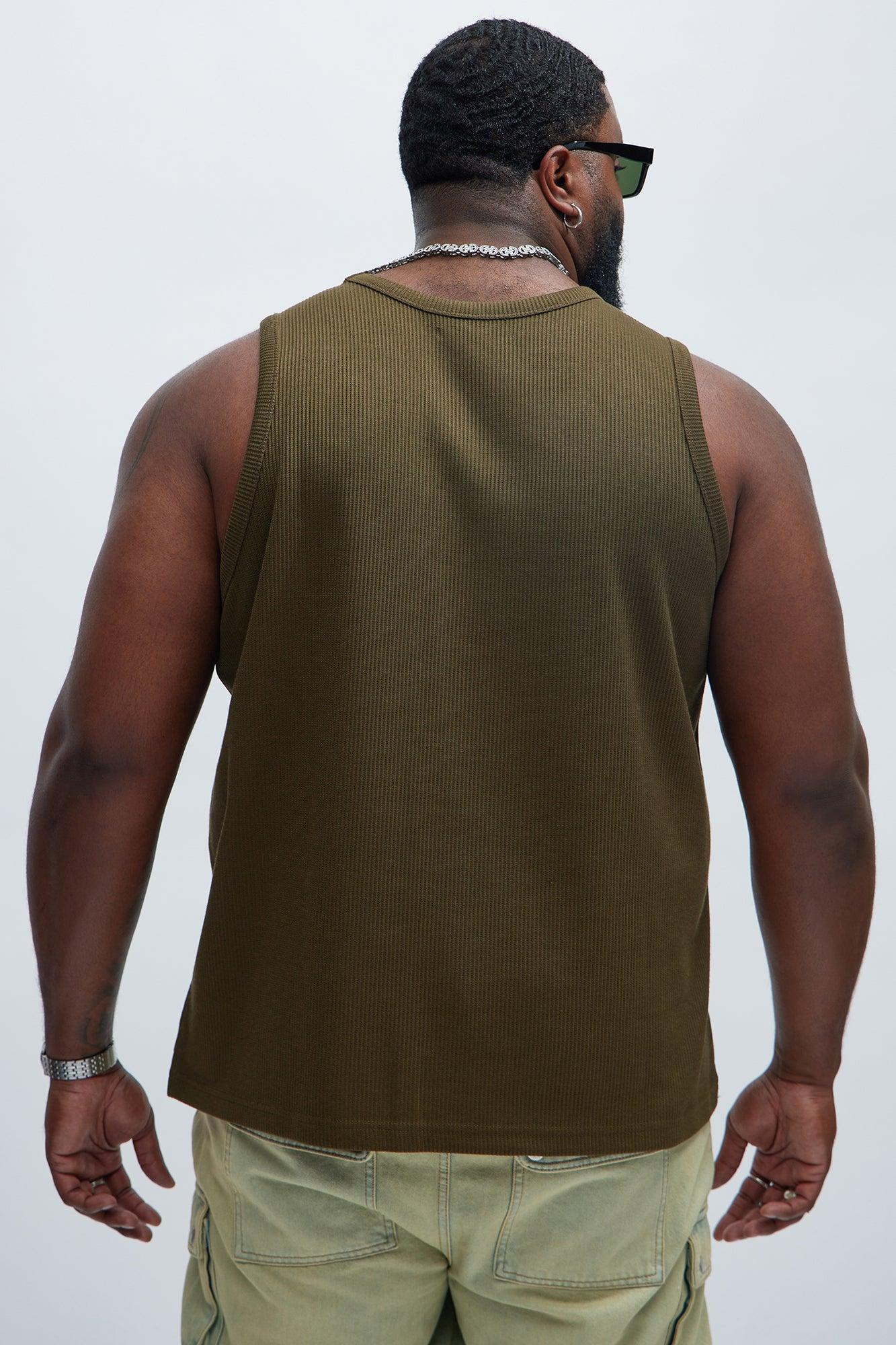 Kalel Textured Tank Top - Olive Product Image