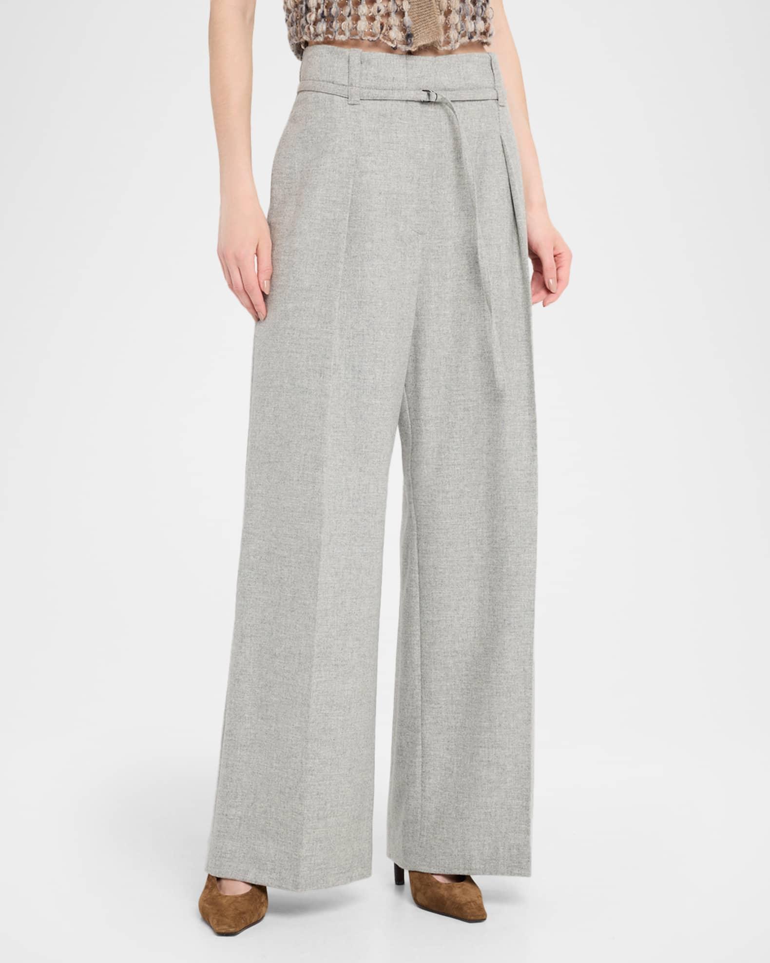 Cashmere-Wool Flannel Wide Sartorial Pants With Belt Product Image