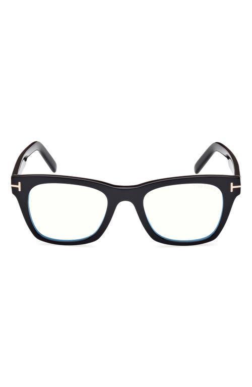 TOM FORD 52mm Square Blue Light Blocking Optical Glasses In Black Product Image