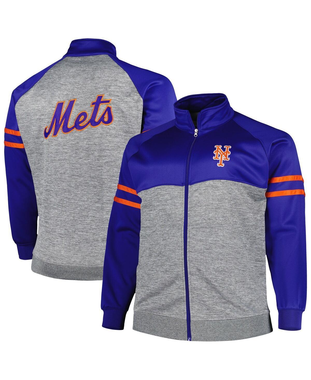 Mens Royal/Heather Gray New York Mets Big & Tall Raglan Full-Zip Track Jacket Product Image