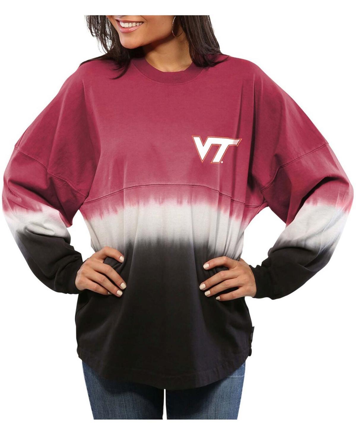 Womens Maroon Virginia Tech Hokies Ombre Long Sleeve Dip-Dyed Spirit Jersey Product Image