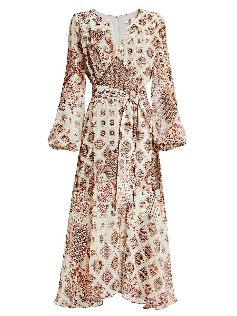 Womens Scarf-Print Georgette Midi Dress Product Image