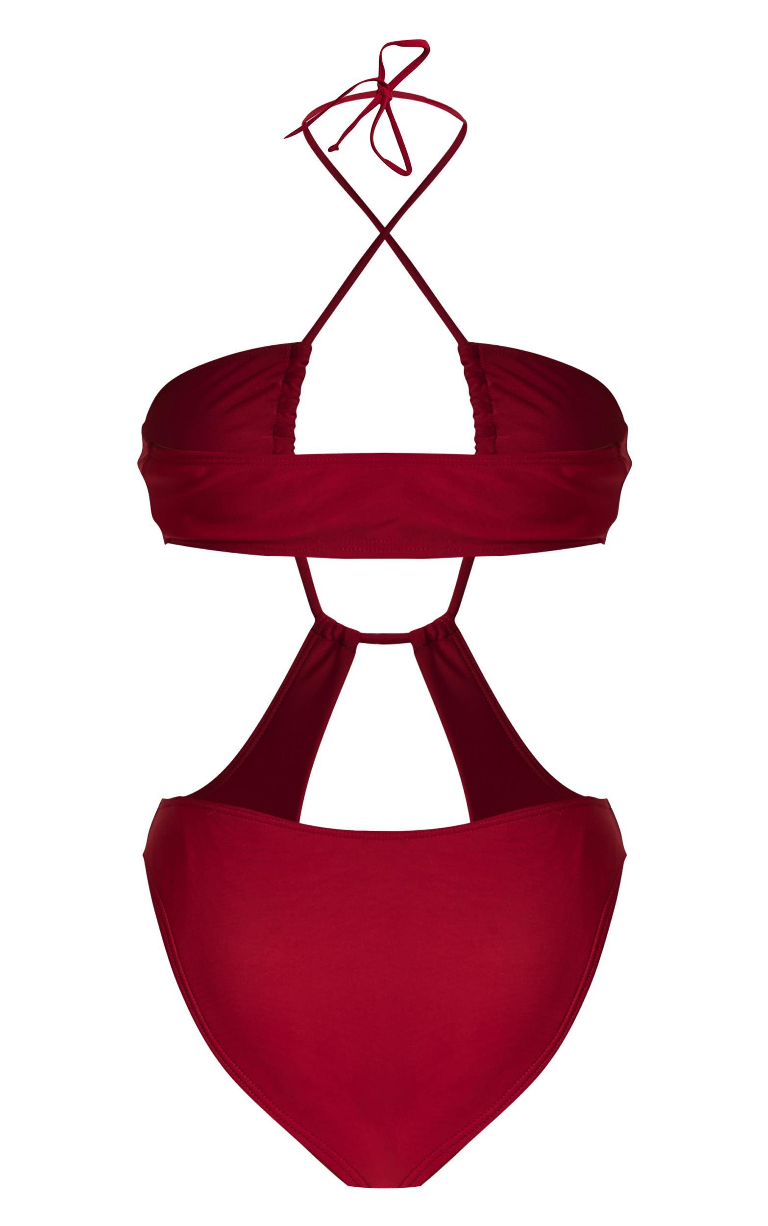 Berry Red Cut Out Swimsuit Product Image