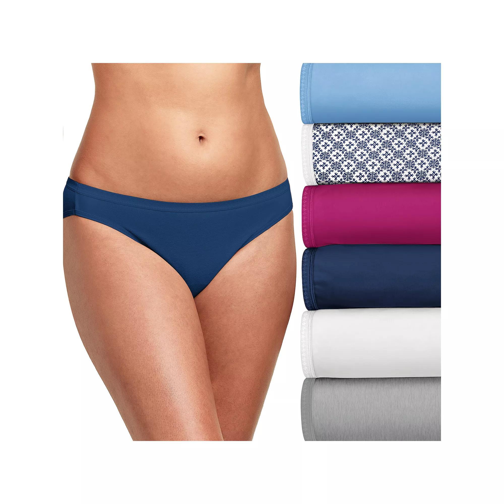 Hanes Ultimate Women's Breathable Cotton Bikini Underwear 6-Pack 42H6CC, Black Grey Pack Product Image