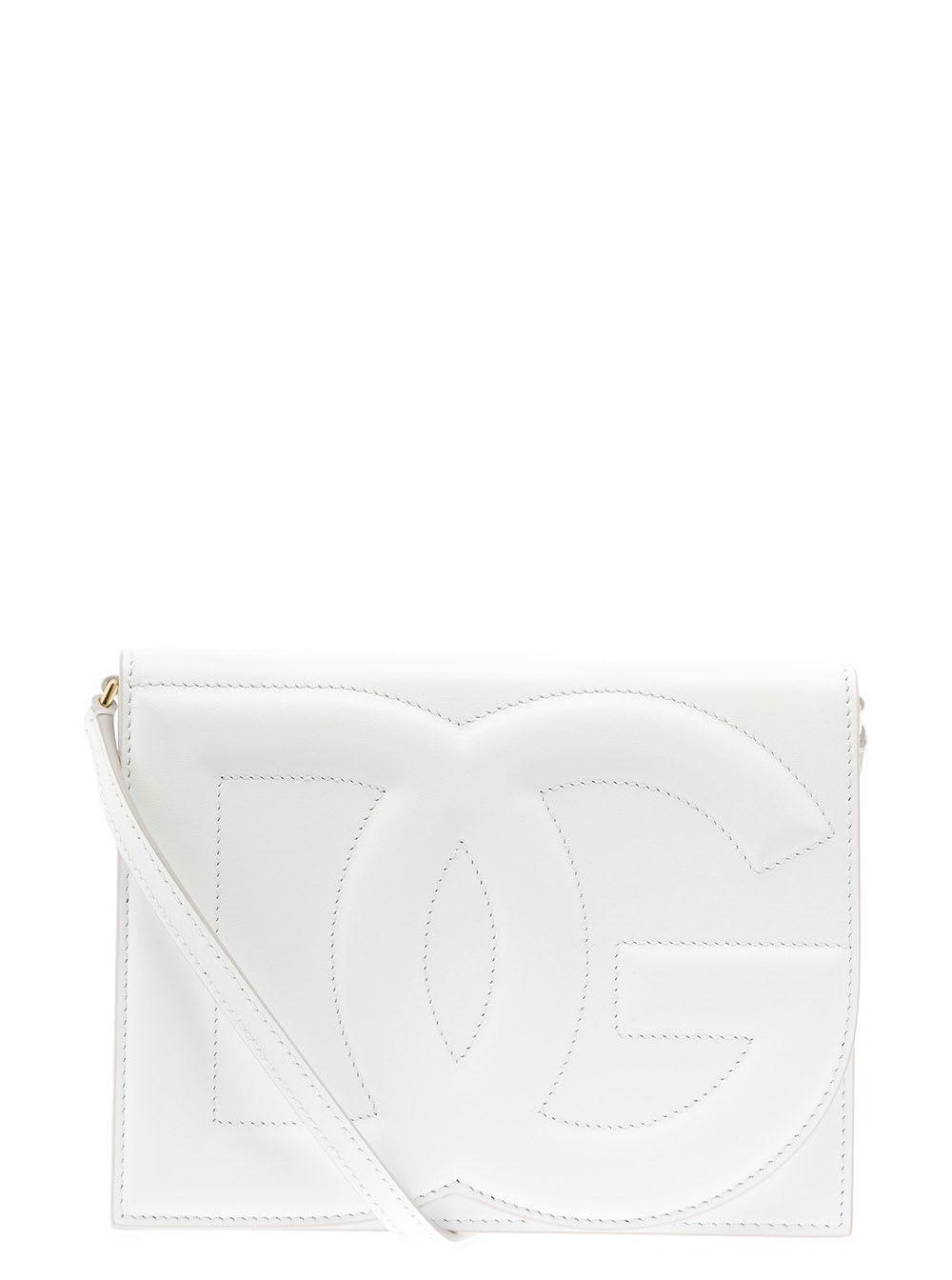 DOLCE & GABBANA White Embossed Crossbody Bag Product Image