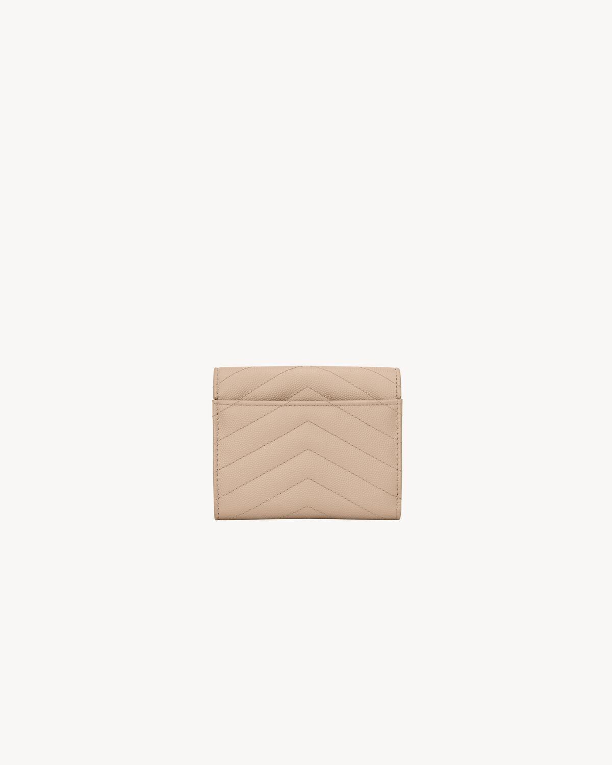 CASSANDRE MATELASSÉ compact tri fold wallet in grain de poudre leather | Saint Laurent | YSL.com Product Image