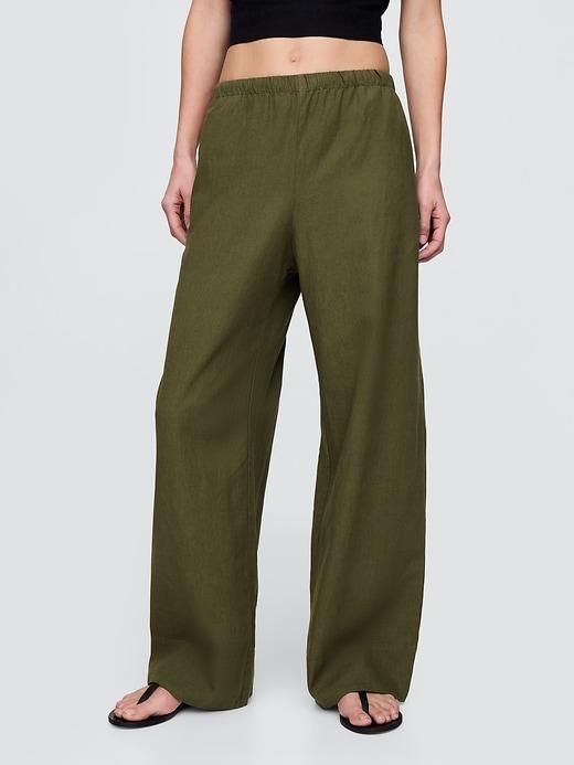 Linen-Blend Easy Wide-Hem Pants Product Image